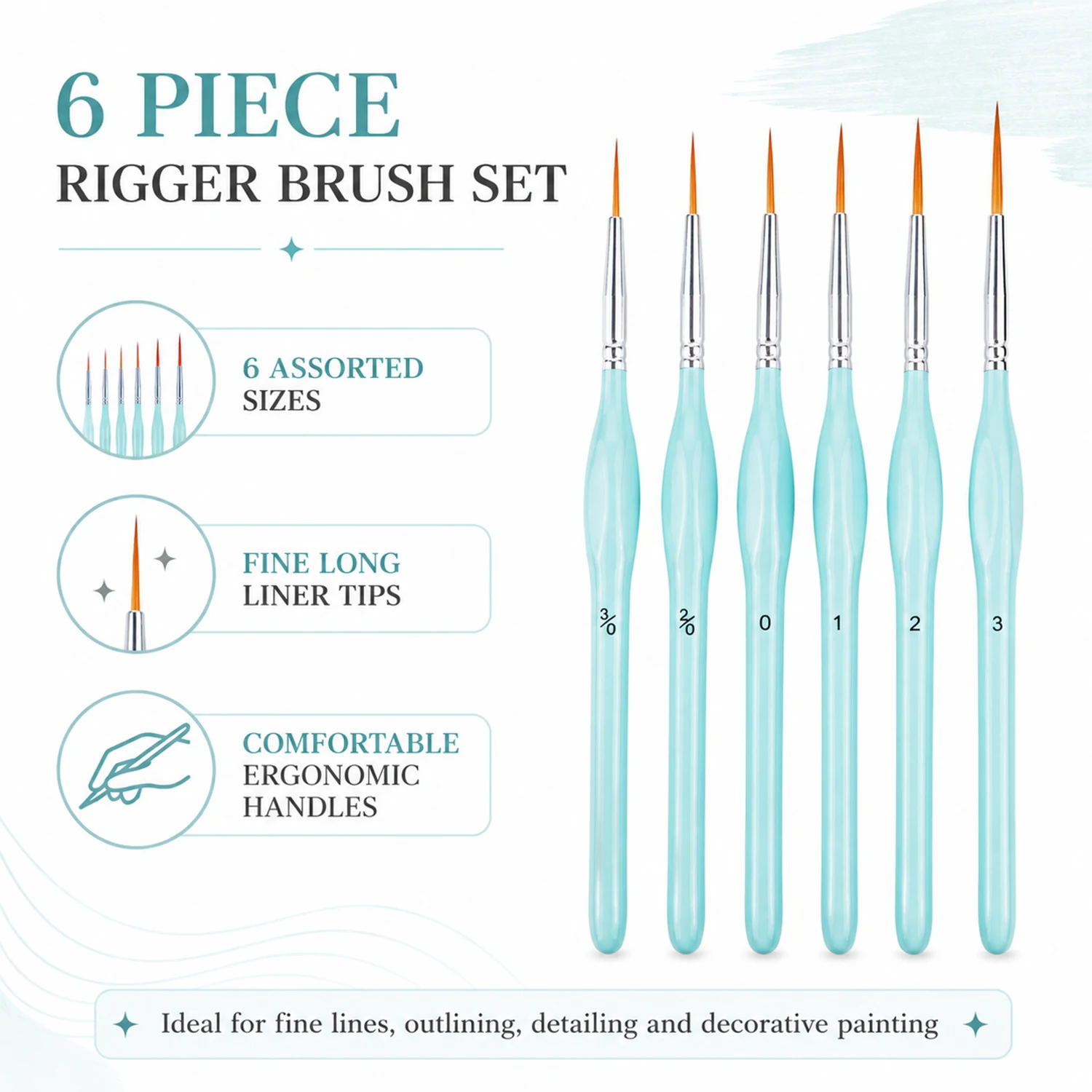 Detailing Brush Set - Набор из 6 кистей для рисования,